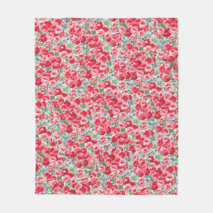 Roter Vintage-Rosen-Blumenmuster Fleecedecke