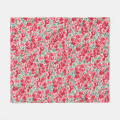 Roter Vintage-Rosen-Blumenmuster Fleecedecke (Vorderseite (Horizontal))