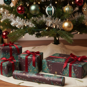 Roter Vintage-Victorian-Weihnachtsbaum-Muster Geschenkpapier
