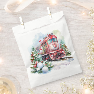 Roter Vintage-Weihnachtszug Geschenktütchen