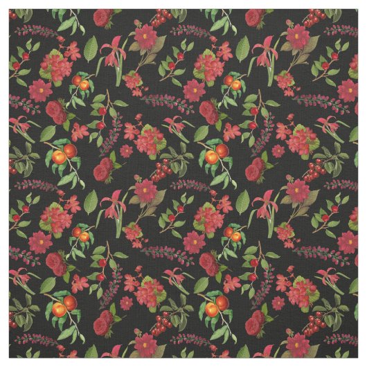 Roter Vintager Blumenmund Stoff (Muster)