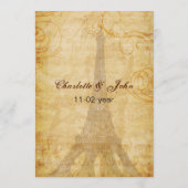 Roter Vintager Eiffelturm Pariser Hochzeitskarte Menükarte (Rückseite)