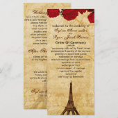 Roter Vintager Eiffelturm Pariser Hochzeitsprogram Programm (Vorne/Hinten)