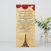 Roter Vintager Eiffelturm Pariser Hochzeitsprogram Programm (Stehend Vorderseite)