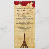 Roter Vintager Eiffelturm Pariser Hochzeitsprogram Programm (Vorderseite)