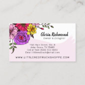 Roter Vintager Lkw und Blume Niedliches Land Visitenkarte (Rückseite)