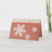 Roter Vintager Schneeflocken Frohe Weihnachtsfeier Feiertagskarte (Rückseite)