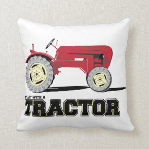 Roter Vintager Traktor Kissen