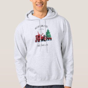 Roter Vintager Traktor-Weihnachtsbaum addieren Hoodie