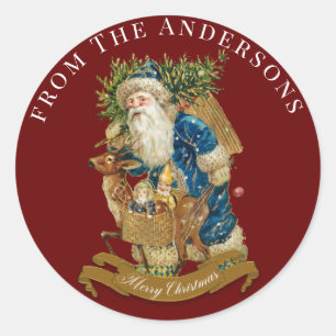 Roter Vintager Weihnachtsmann Rustikale Weihnachts Runder Aufkleber
