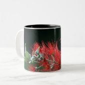 Roter Vogel am Zweig - Elegante Tasse (Vorderseite Links)