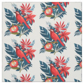 Roter Vogel & Blumenmuster Winterurlaub Kunstleris Stoff (Muster)