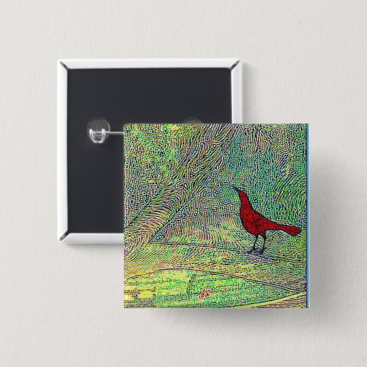 Roter Vogel Button (Vorne & Hinten)