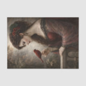 Roter Vogel Dame Porträt Découpage Seidenpapier (Vorderseite)