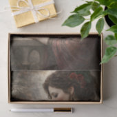 Roter Vogel Dame Porträt Découpage Seidenpapier (Geschenk)