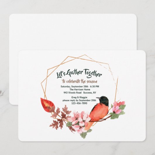 Roter Vogel Einladung (Vorne/Hinten)