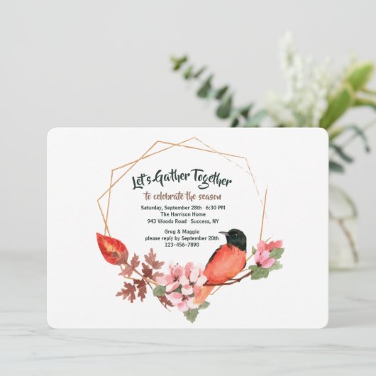 Roter Vogel Einladung (Stehend Vorderseite)