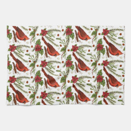 Roter Vogel, heilige Blätter, Poinsettia, Kiefer Geschirrtuch
