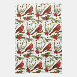 Roter Vogel, heilige Blätter, Poinsettia, Kiefer Geschirrtuch