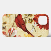 Roter Vogel im Blumengarten Case-Mate iPhone Hülle (Rückseite (Horizontal))