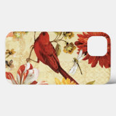 Roter Vogel im Blumengarten Case-Mate iPhone Hülle (Rückseite (Horizontal))
