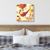 Roter Vogel im Blumengarten Leinwanddruck (Insitu (Schlafzimmer))