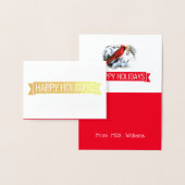 Roter Vogel im Schnee - Gute Ferien Folienkarte (Anzeige)