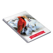 Roter Vogel im Schnee - Gute Ferien Notizblock (Rechte Seite)