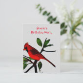 Roter Vogel im Sommer - Geburtstagsparty Einladung (Stehend Vorderseite)