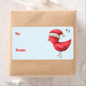 Roter Vogel mit Weihnachtsmannmütze zu und von Wei (Insitu)