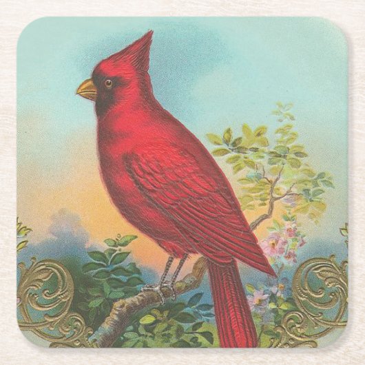 Roter Vogel Rechteckiger Pappuntersetzer (Vorderseite)