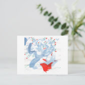 Roter Vogel und Rotbeerenbaum Postkarte (Stehend Vorderseite)