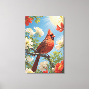 Roter Vogel und Sonnenschein  Leinwanddruck