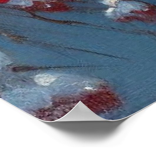 Roter Vogel und Winterlandschaft 7 Poster (Ecke)