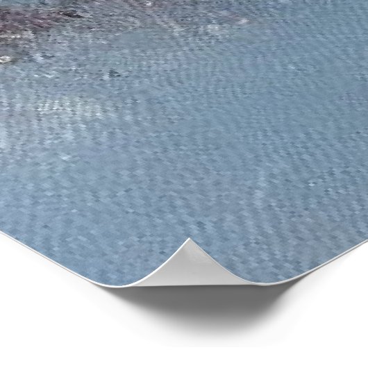 Roter Vogel und Winterlandschaft Poster (Ecke)