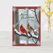 Roter Vogel Winter-Weihnachtskarte Karte (Gelbe Blume)