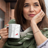 Roter Vogel Winterbaum Land Wald Kaffeetasse