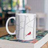 Roter Vogel Winterbaum Land Wald Kaffeetasse