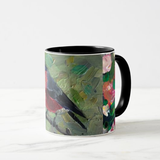 Roter Vogel , zeitgenössisches Gemälde Tasse (VorderseiteRechts)