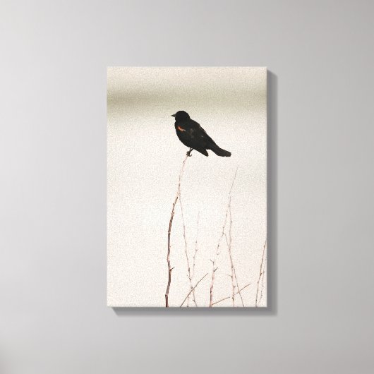 Roter Vogelgezwitscher auf dem Zweig Leinwanddruck (Vorderseite)