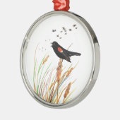 Roter Vogelgezwitscher - Vogelsammlung Ornament Aus Metall (Links)