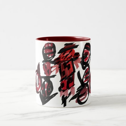 Roter Vogelscheuche Herbst Zweifarbige Tasse (Mittel)