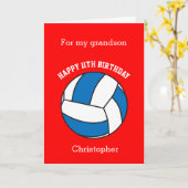 Roter Volleyball 11. Geburtstag Karte (Gelbe Blume)