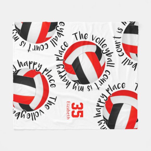 Roter Volleyballplatz, Happy Place Typografie Fleecedecke (Vorderseite (Horizontal))