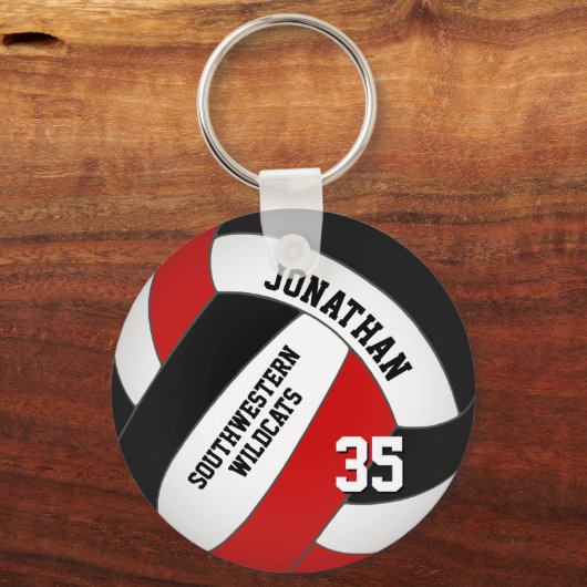 roter Volleyballspieler und Mannschaftsname Schlüsselanhänger (Vorderseite)