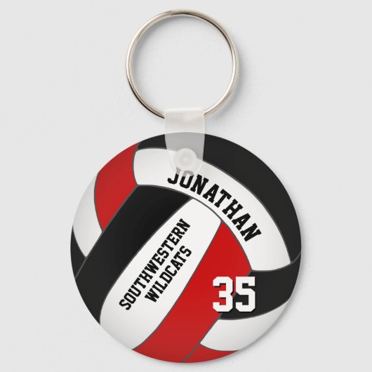 roter Volleyballspieler und Mannschaftsname Schlüsselanhänger (Rückseite)