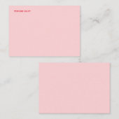 Roter Vollname Blindfarben Rosa Mitteilungskarte (Vorne/Hinten)