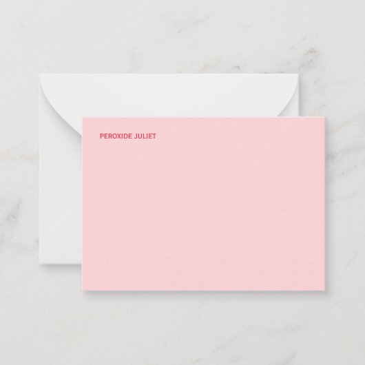 Roter Vollname Blindfarben Rosa Mitteilungskarte (Vorderseite)