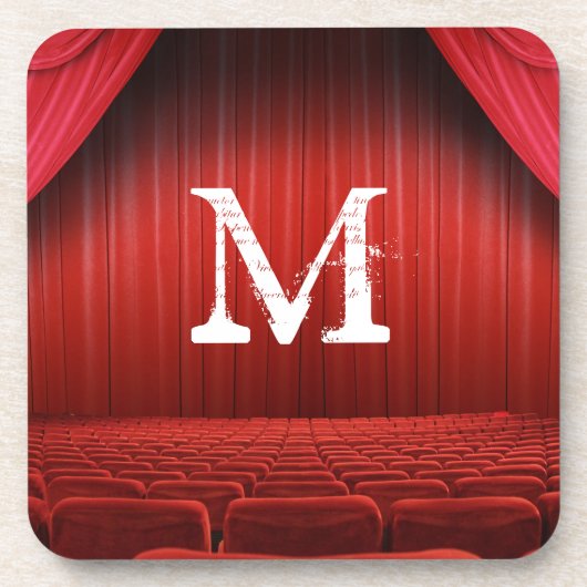Roter Vorhang Theater Monogram Drink Untersetzer (Vorderseite)