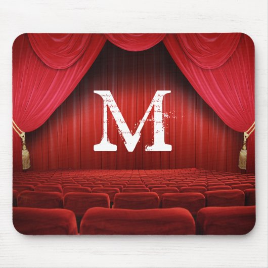 Roter Vorhang Theater Monogramm Anfangsmauspad Mousepad (Vorne)